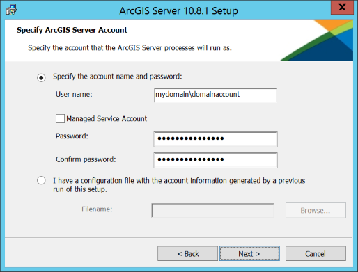 Using a domain account Using a domain account