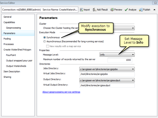 Publishing the StoweWaterSheds service Publishing the StoweWaterSheds service