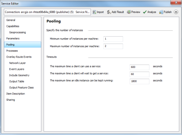 Specifying the number of instances and timeout service values